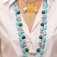 Disco Beaded Necklace on Leather