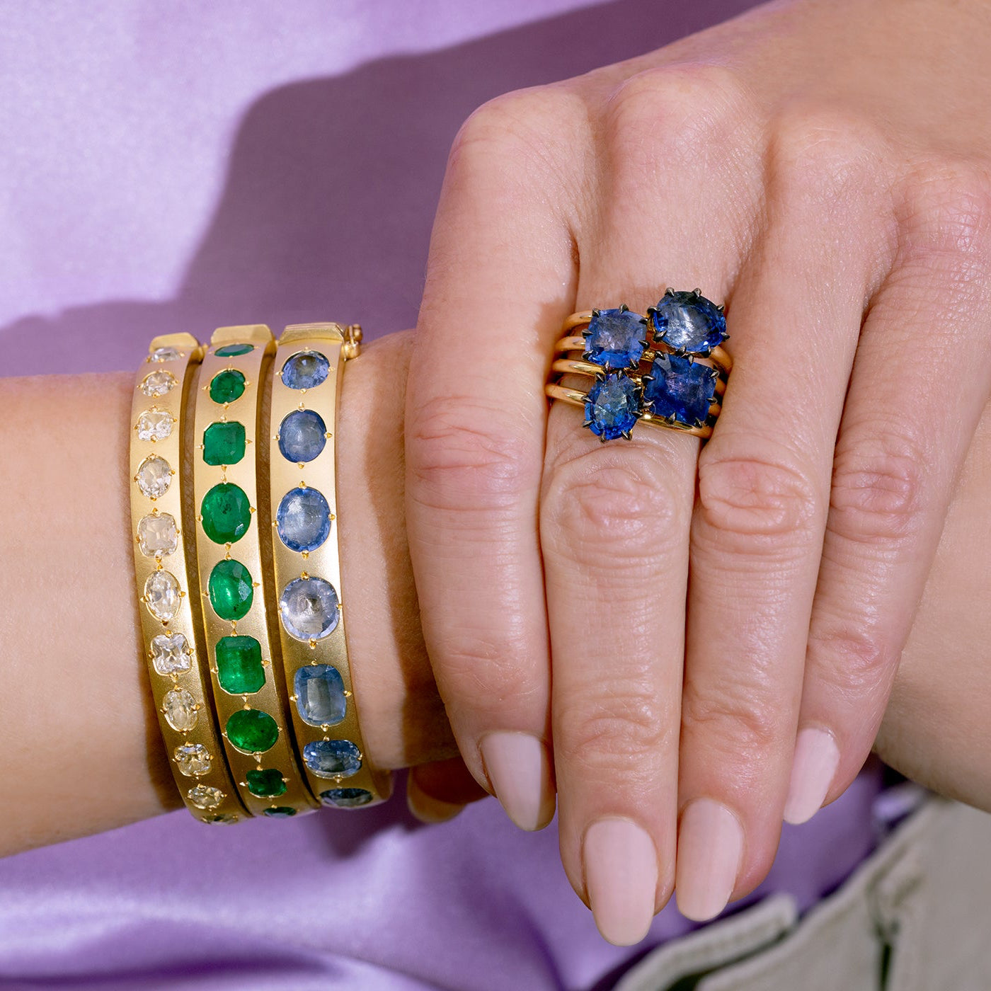 Blackened Blue Sapphire Bouquet Ring