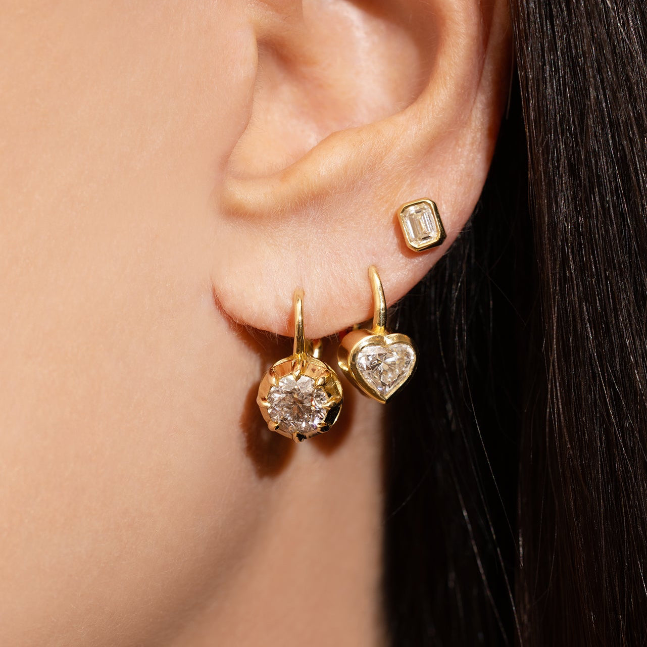 Victorian Round Diamond Drop Earrings