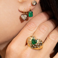 Emerald and Diamond Gypsy Heart Ring