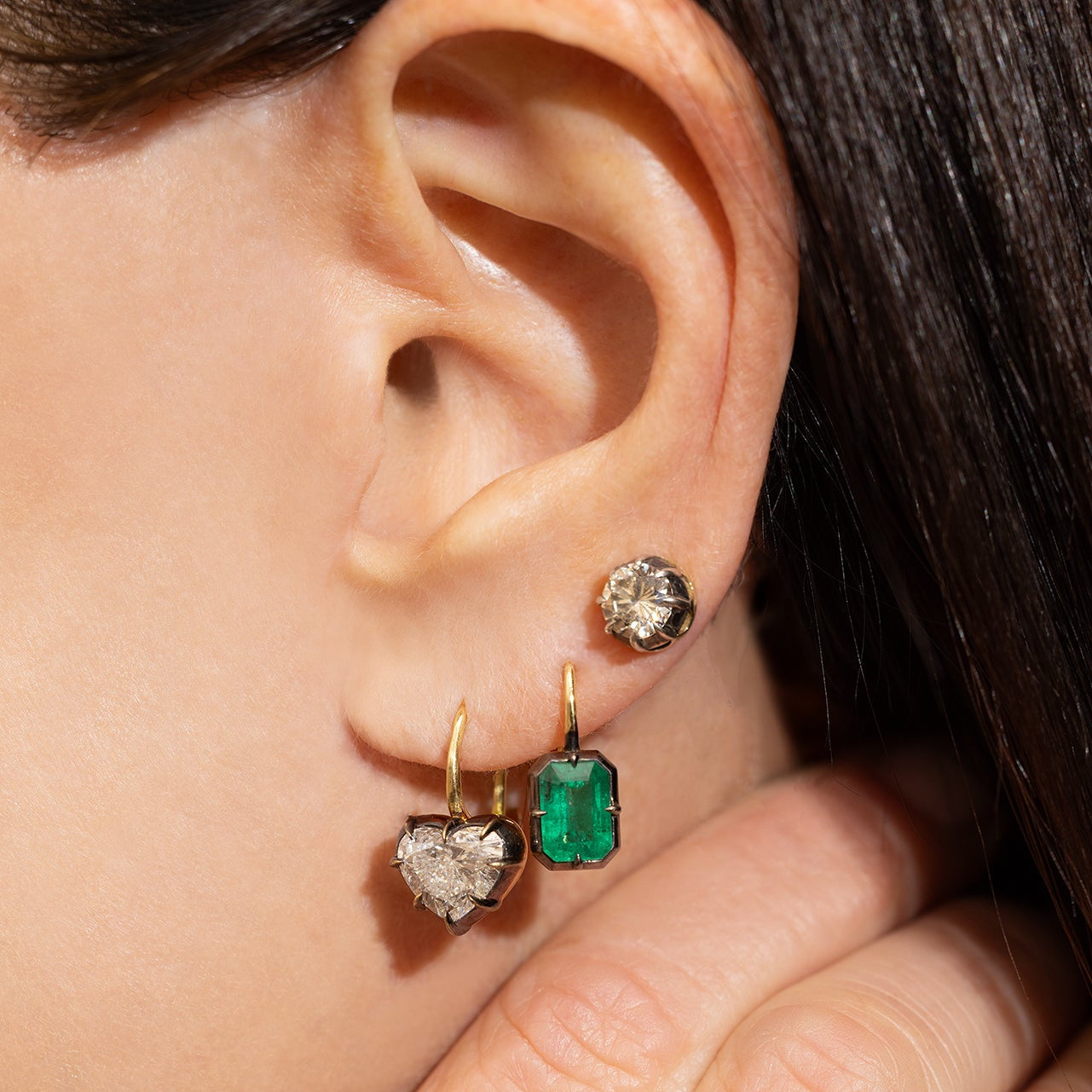 Blackened Diamond Studs