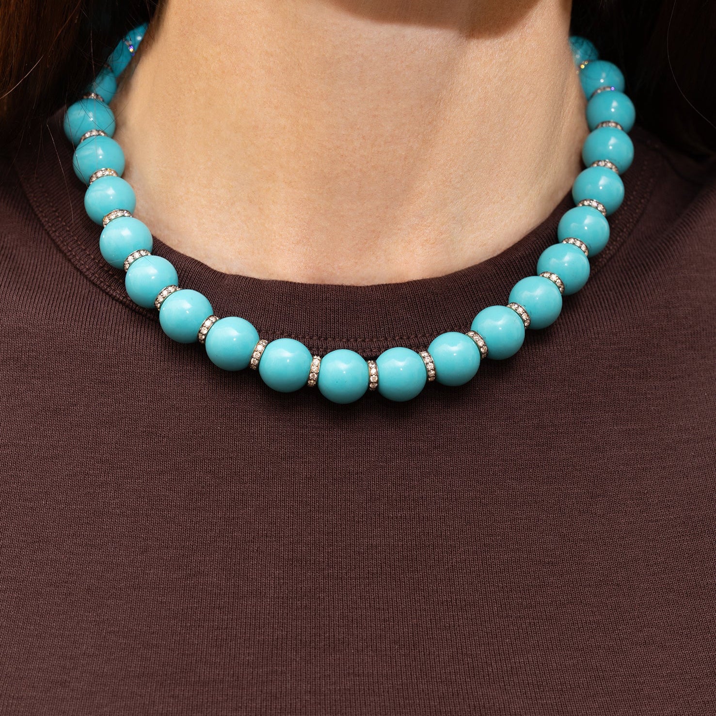 Disco Ball Necklace With Blackened Diamond Rondells