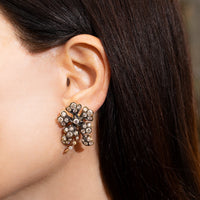 Blackened Diamond Flower Earrings