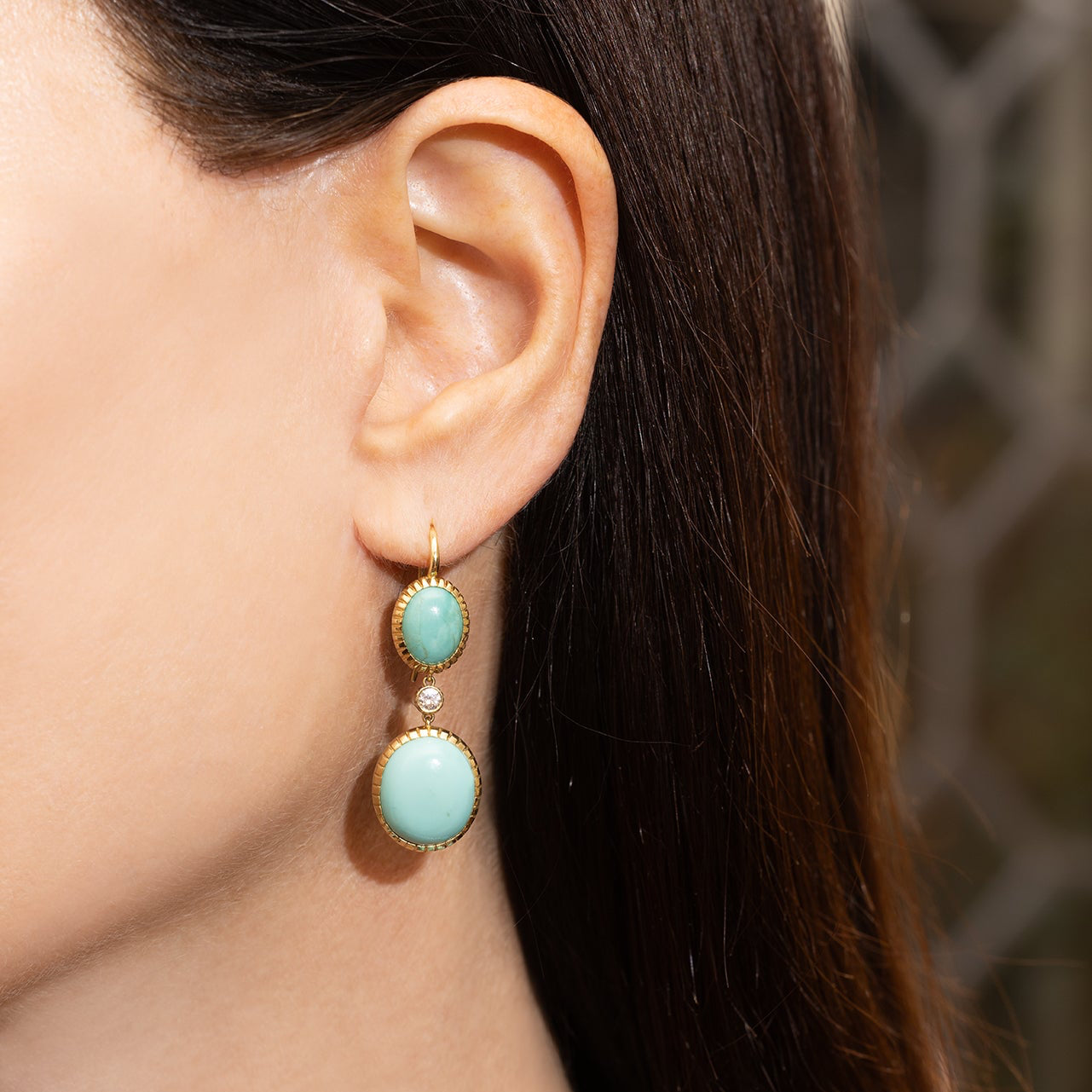 Turquoise and Diamond Drop Earrings