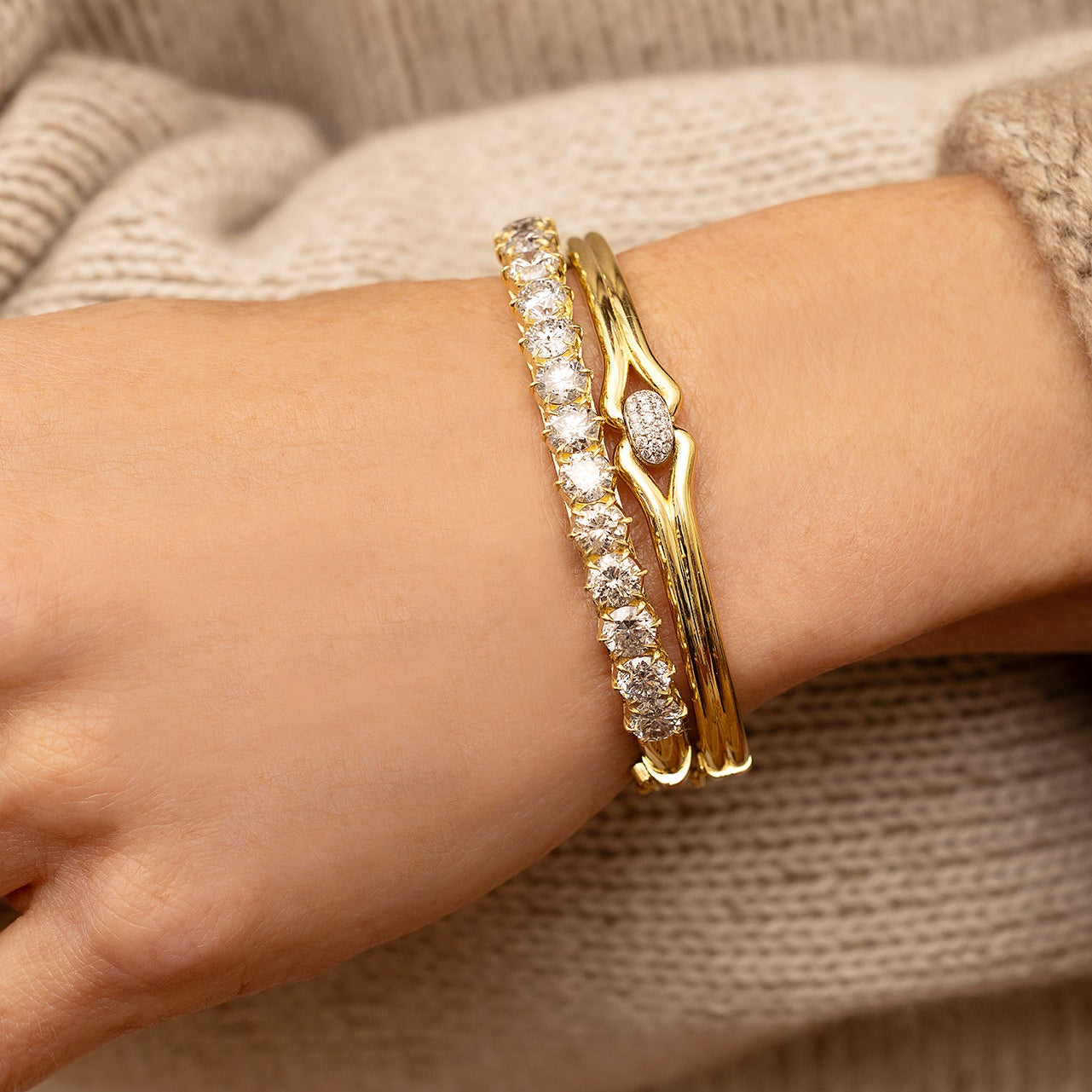 Victorian Set Diamond Bangle