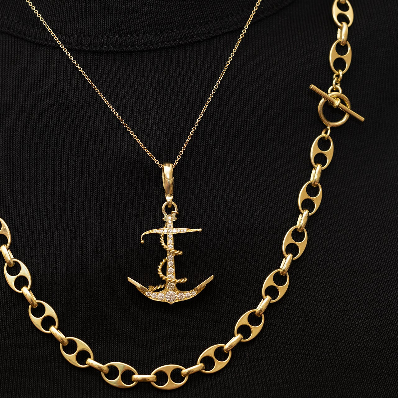 Diamond Anchor Charm