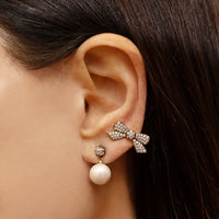 Pearl and Blackened Diamond Drop Earrings