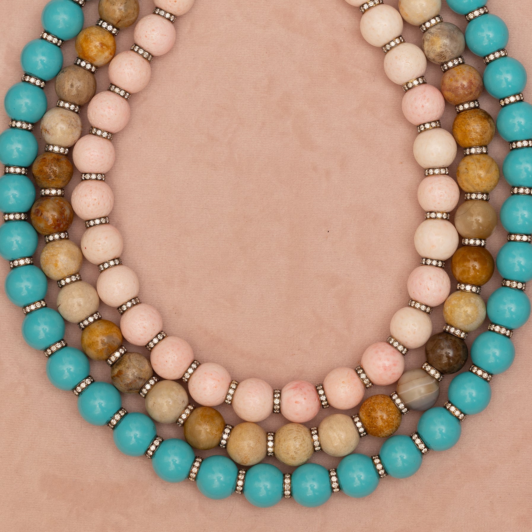 Disco Ball Necklace With Blackened Diamond Rondells