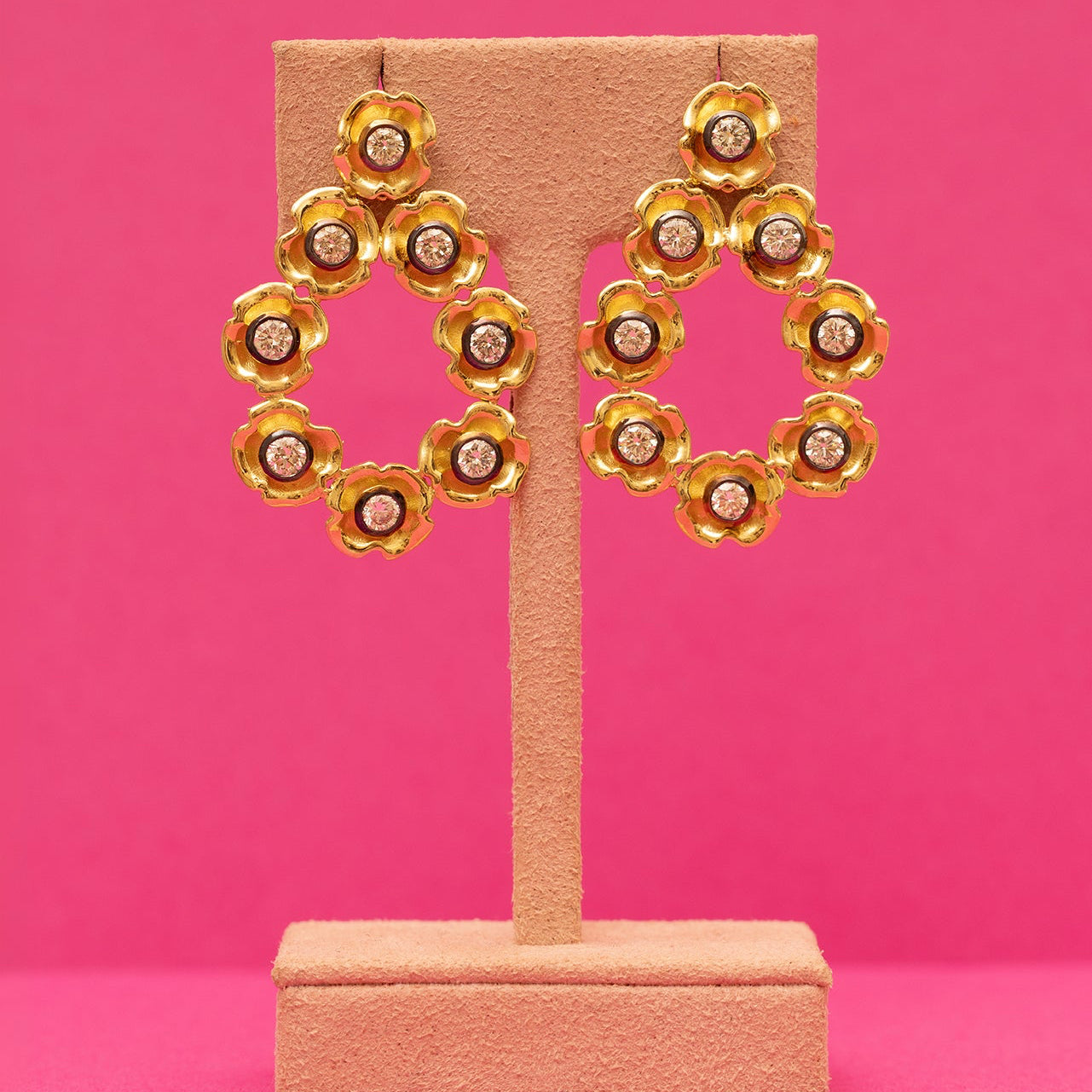Blackened Diamond Lucky Charm Chandelier Hoops