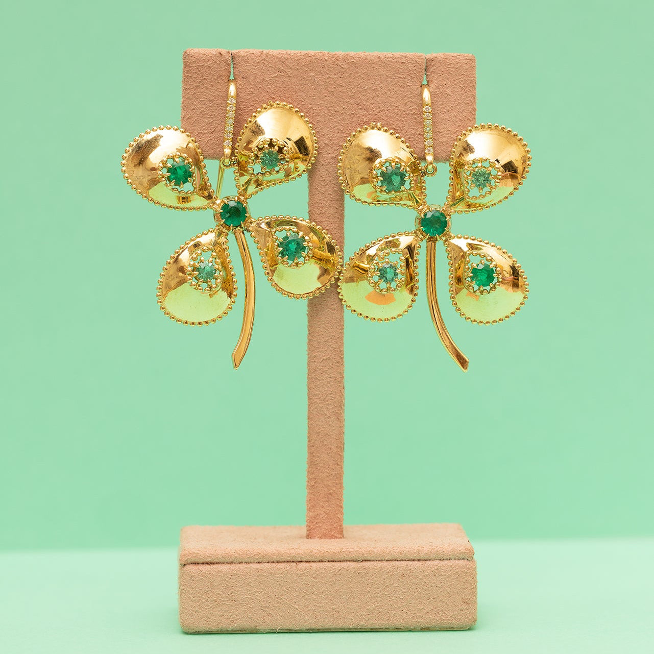 Emerald Clover Earrings