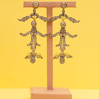Blackened Diamond Tiered Leaf Earrings
