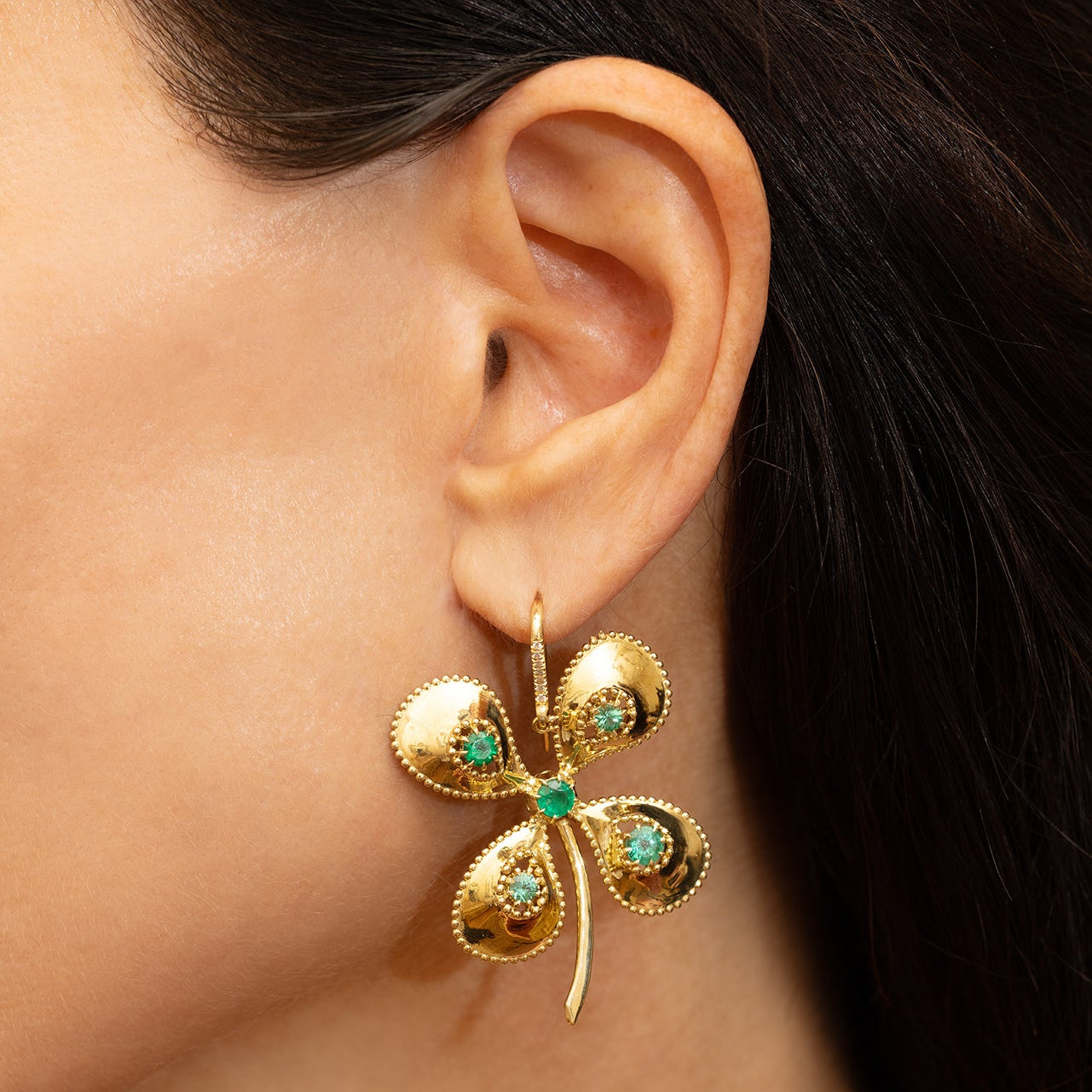 Emerald Clover Earrings