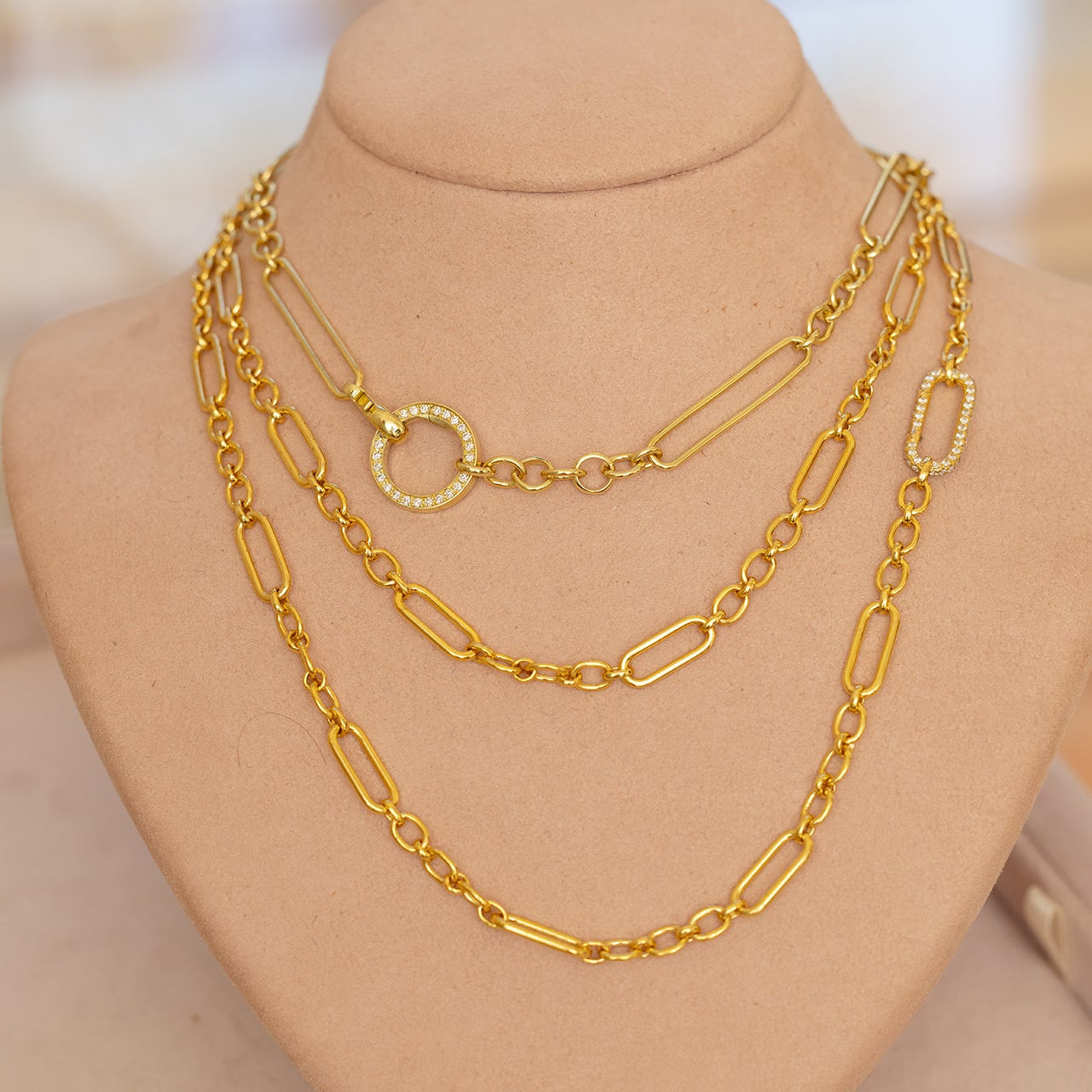 Rectangular Chain with Gold Clasp