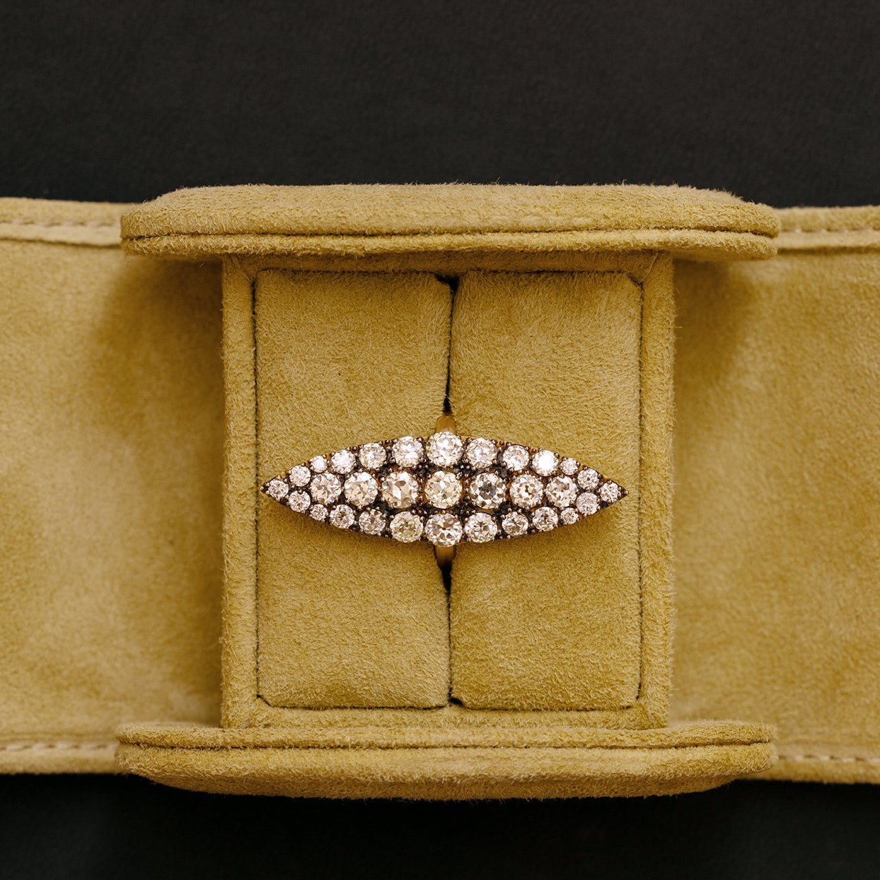 Blackened Diamond Navette Ring