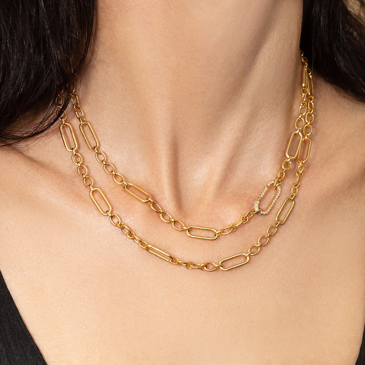 Rectangular Chain with Diamond Link Clasp