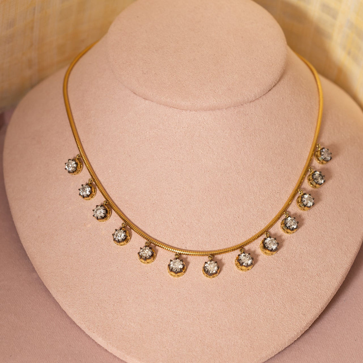 Blackened Diamond Fringe Necklace