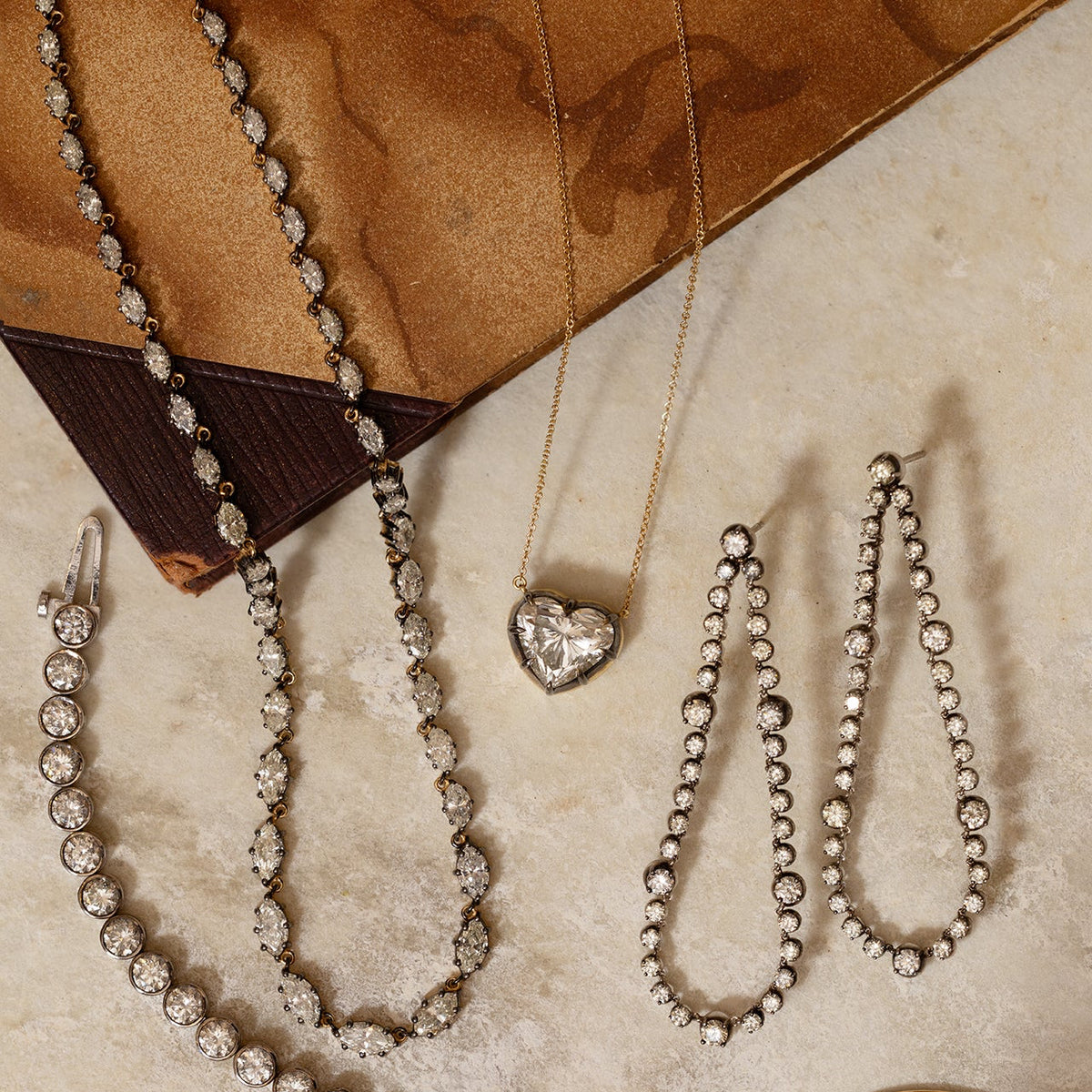 Marquise Diamond Delicate Riviere Necklace