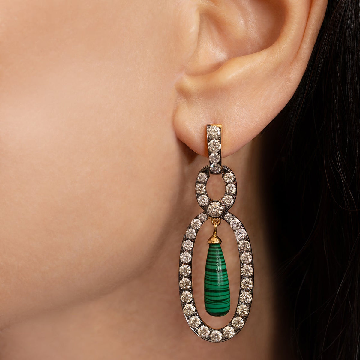 Elongated Oval Drop Earrings