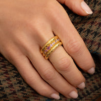 Pink Sapphire Snake Textured Band