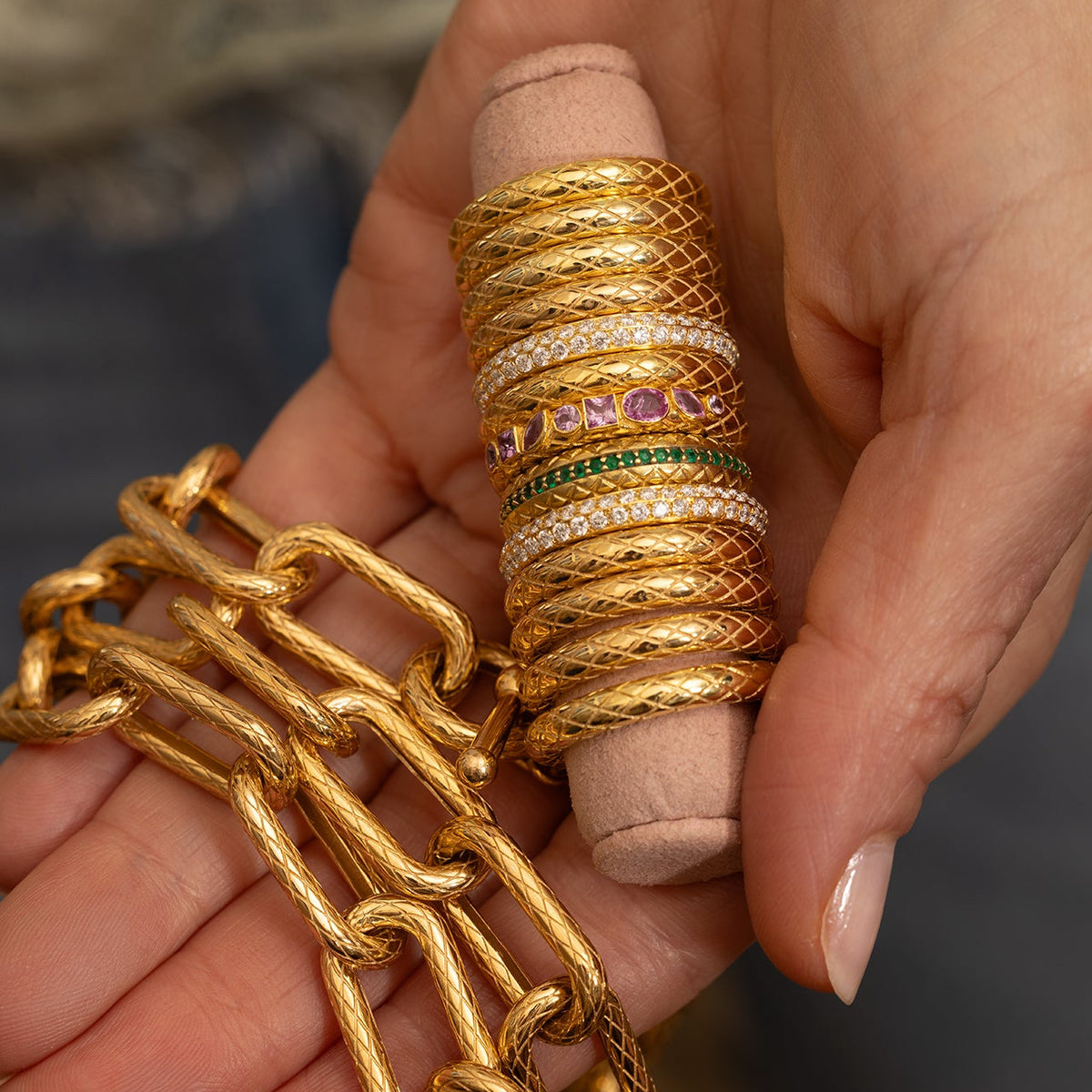 Diamond Snake Textured Band