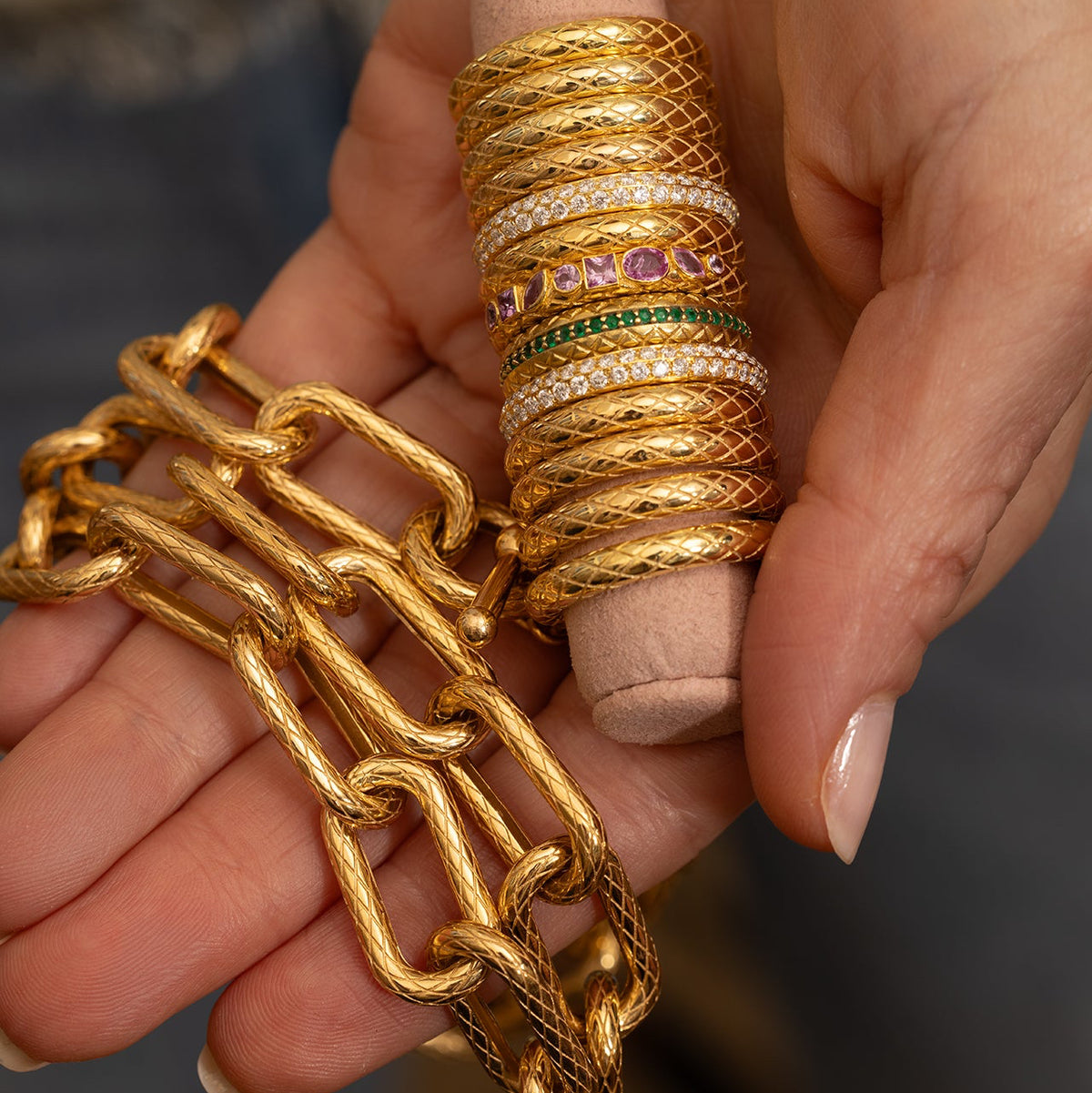 Snake Textured Link Bracelet