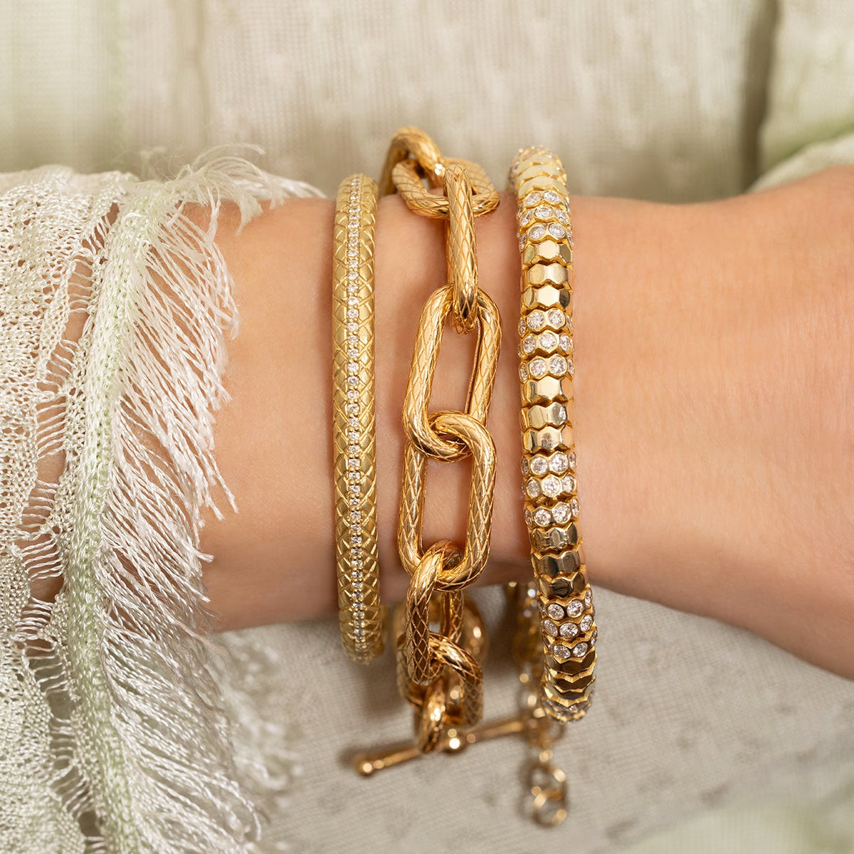 Snake Textured Link Bracelet