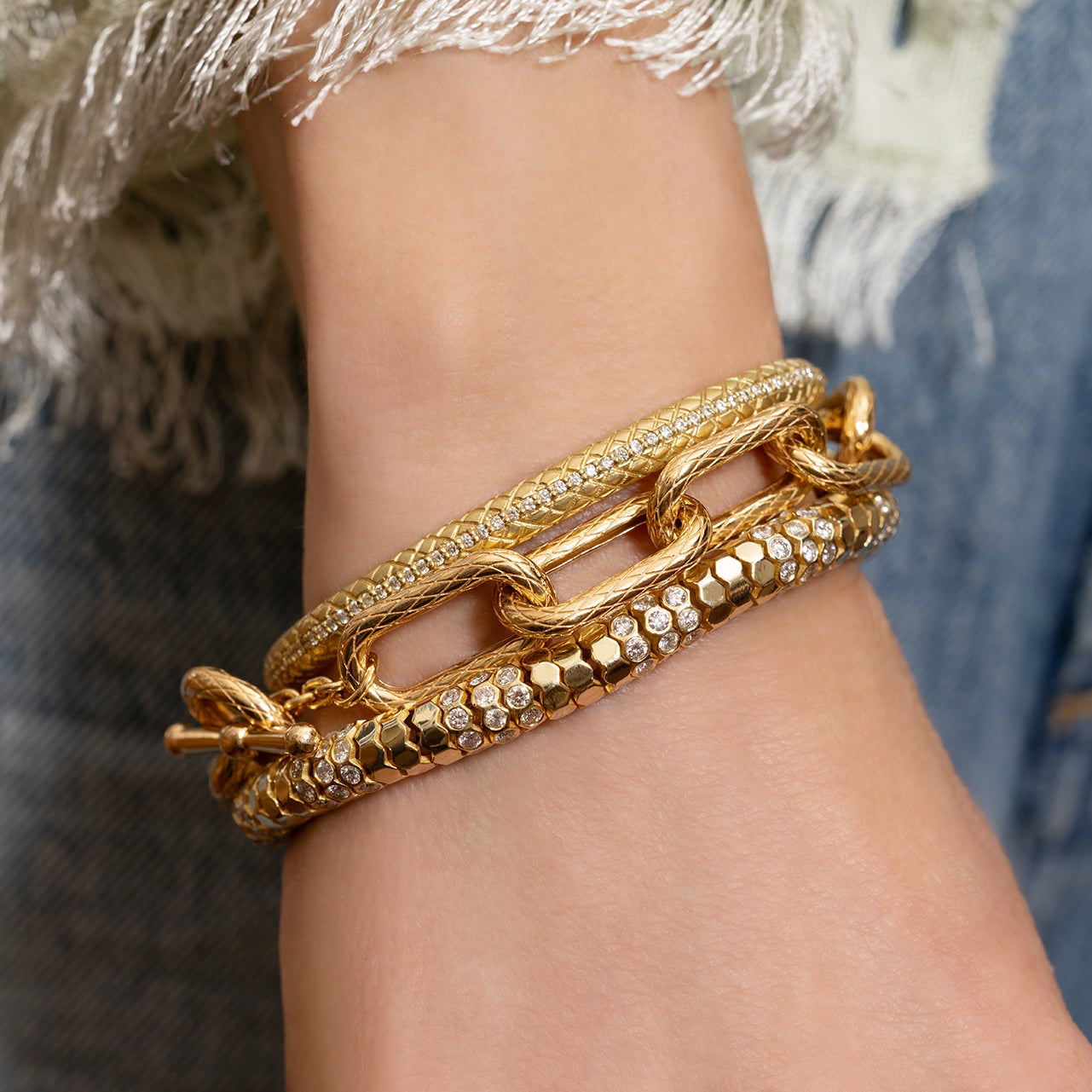 Snake Textured Link Bracelet