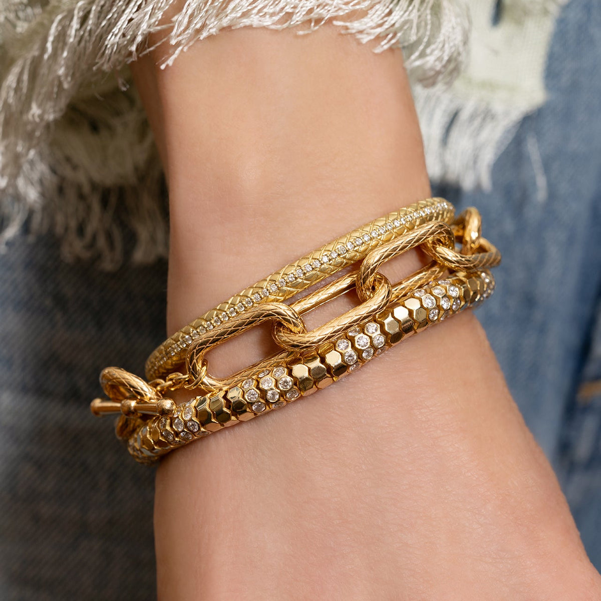 Snake Textured Link Bracelet