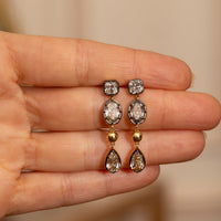 Blackened Diamond Gold Ball Fringe Earrings