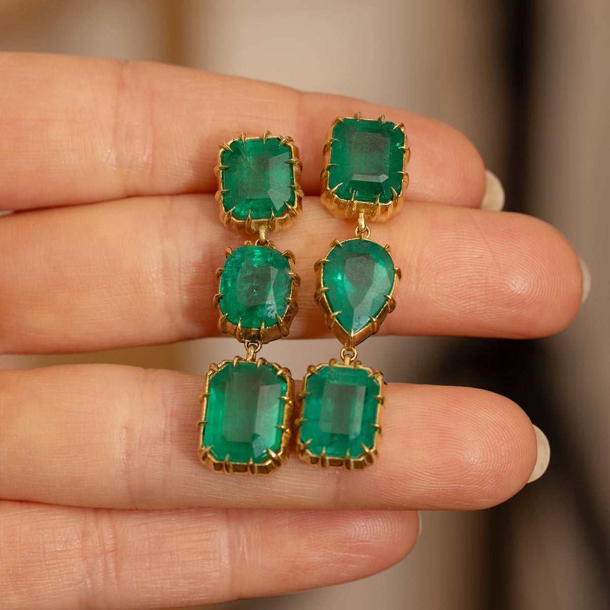 Emerald Candy Wrapper Fringe Earrings