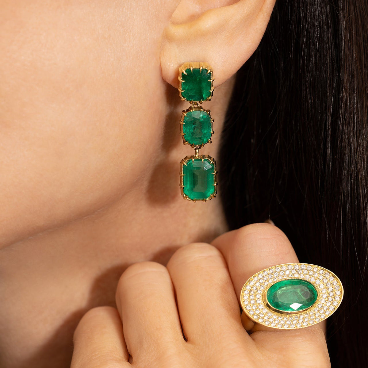 Emerald Candy Wrapper Fringe Earrings