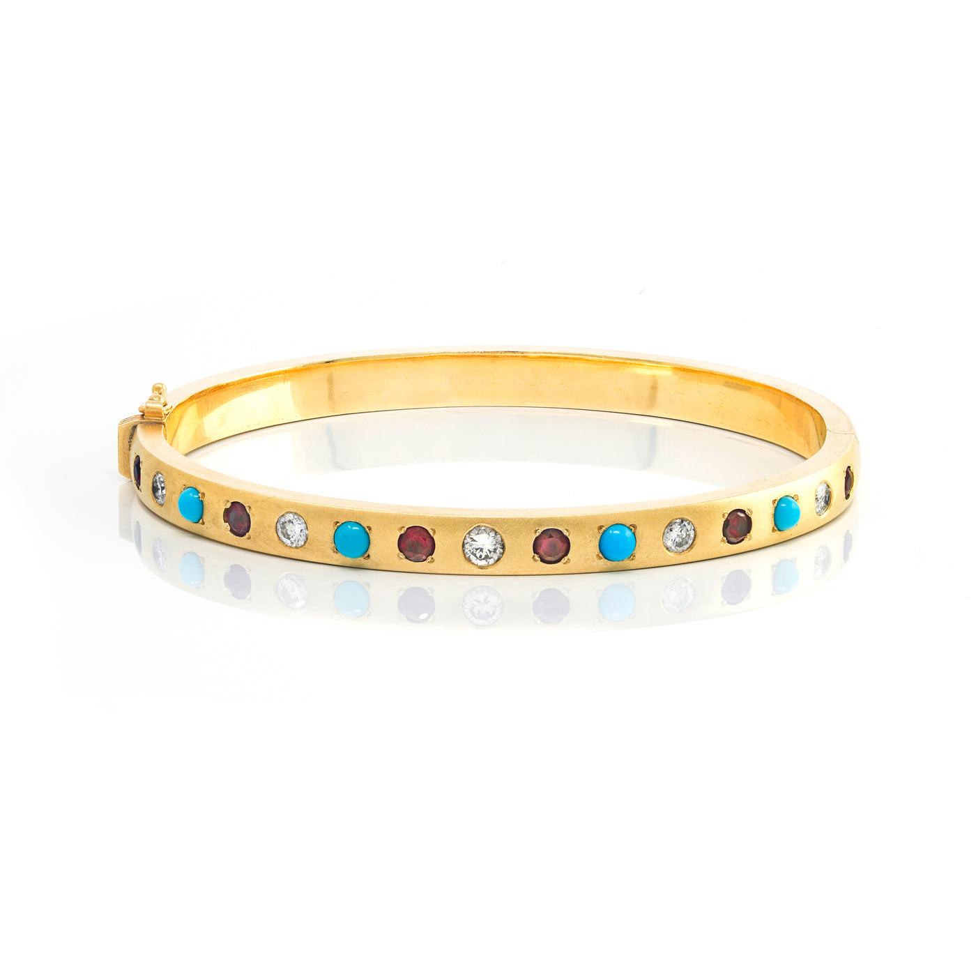 Ruby, Diamond and Turquoise Gypsy Bangle