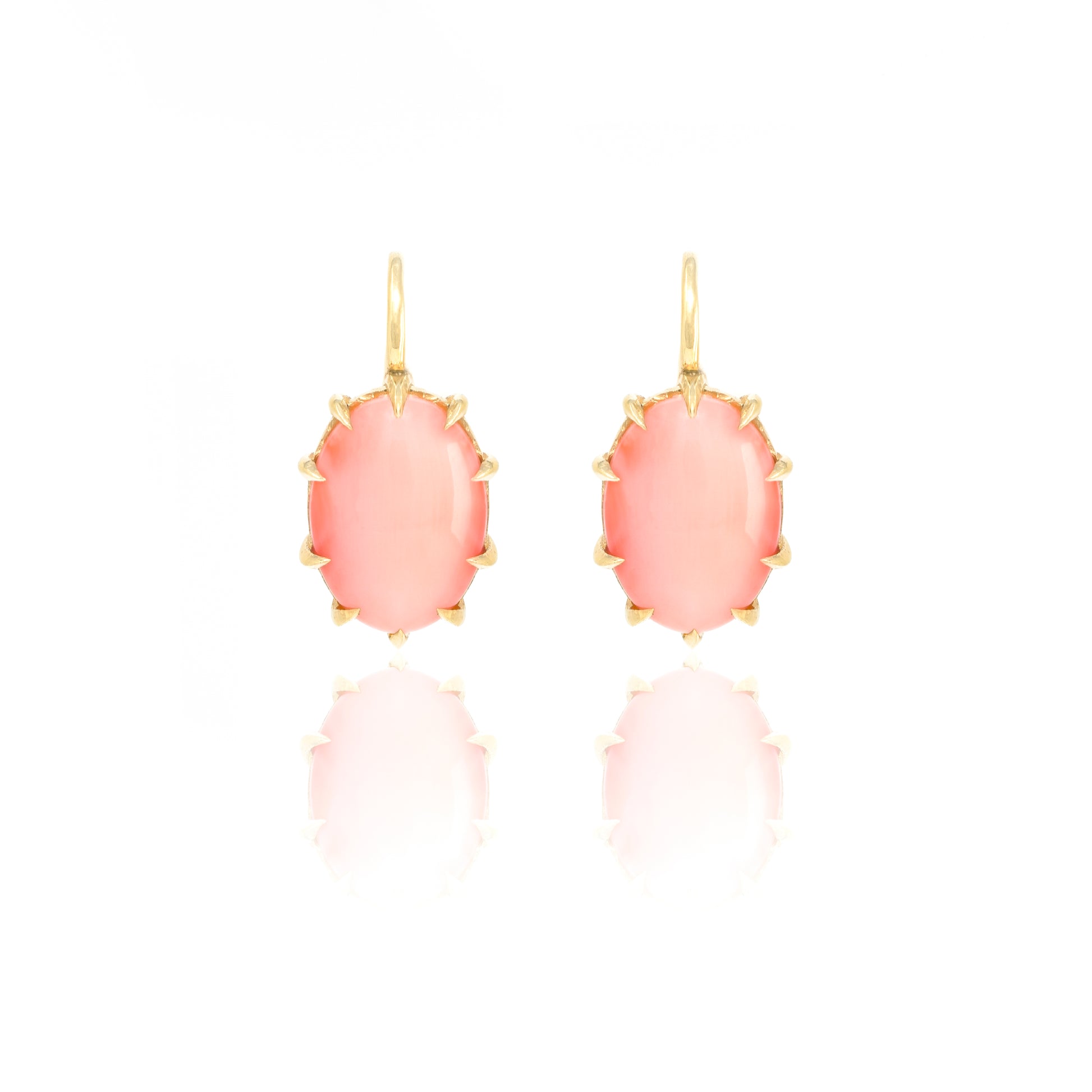 Victorian Oval Coral Drop Earrings