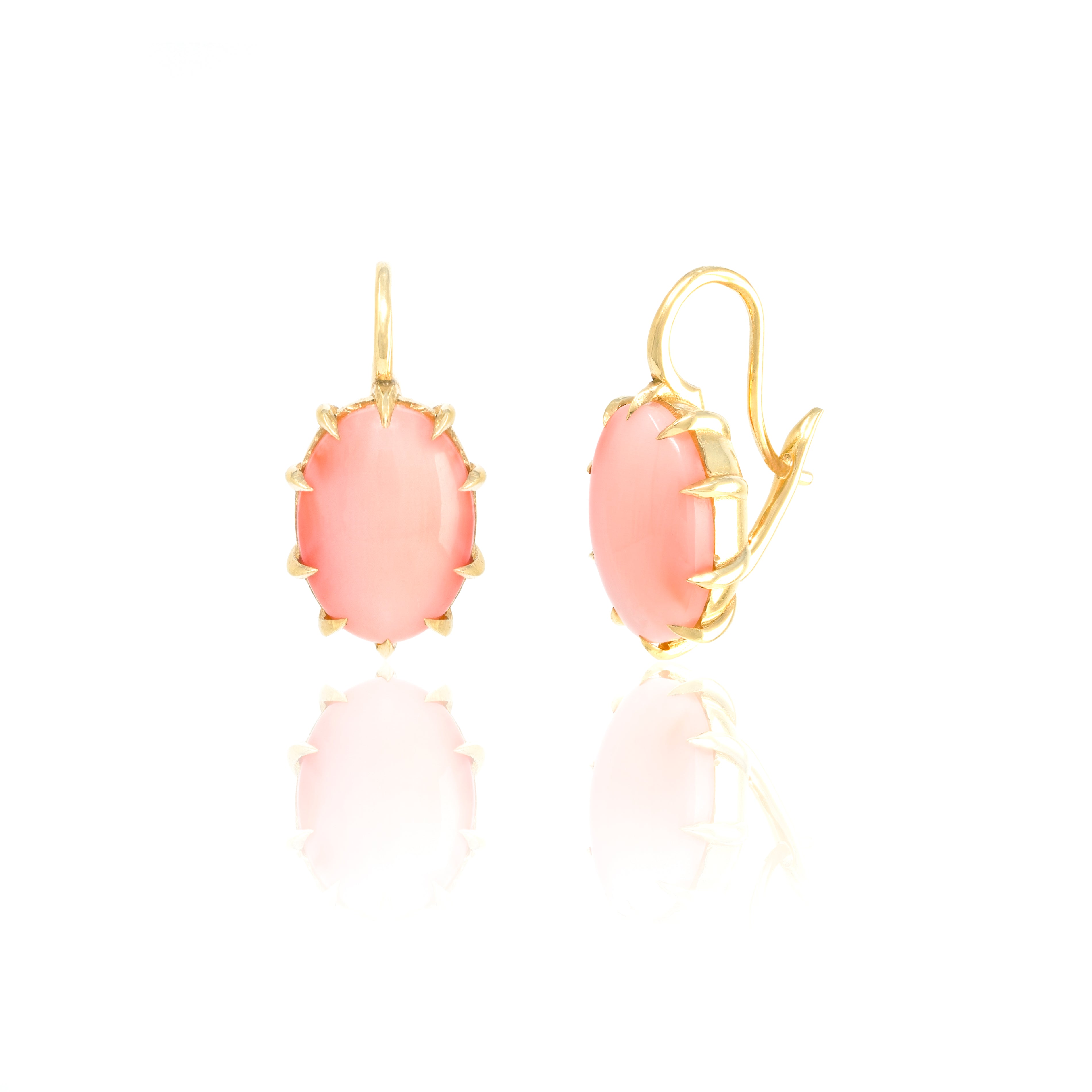 Victorian Oval Coral Drop Earrings