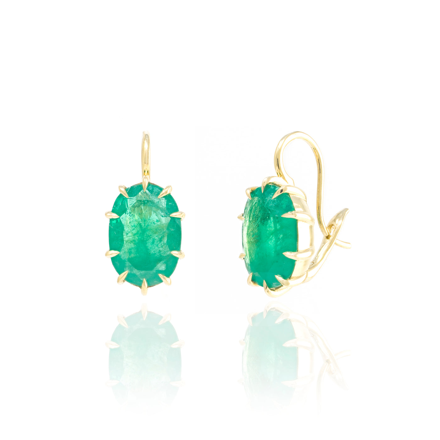 Victorian Oval Emerald Drop Earrings