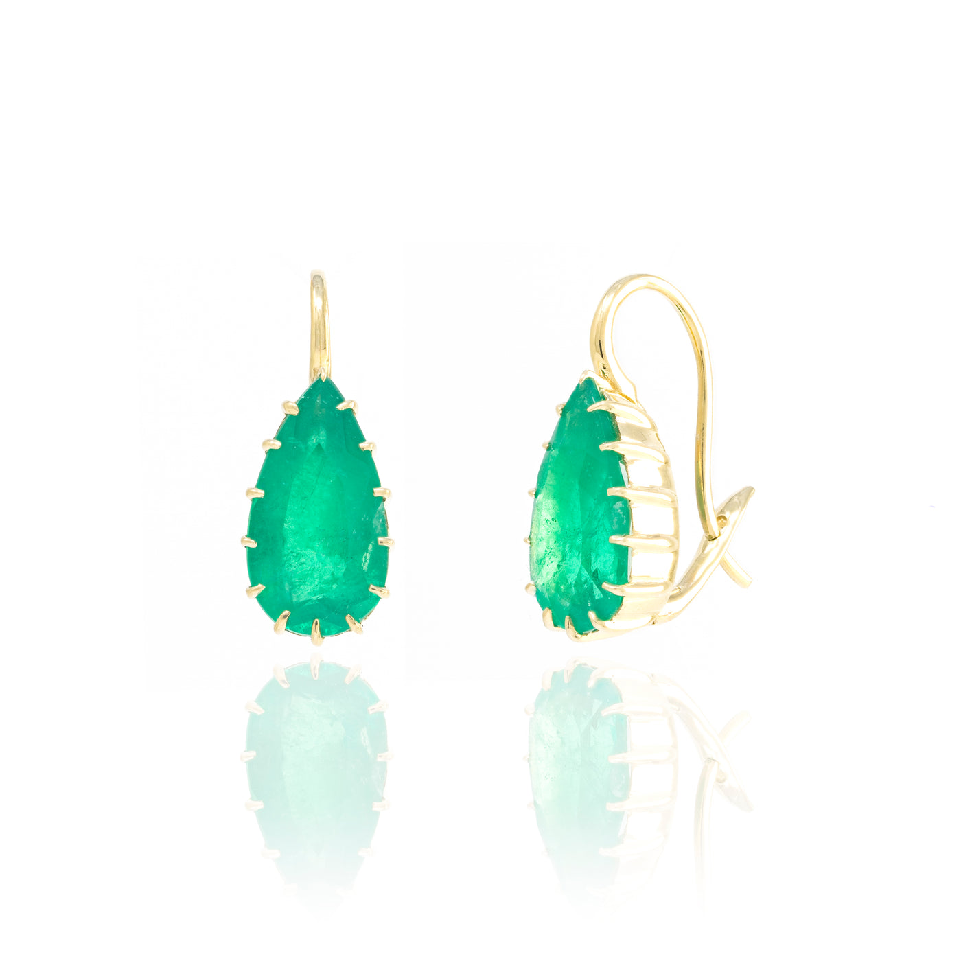 Elongated Pear Emerald Drop Earrings