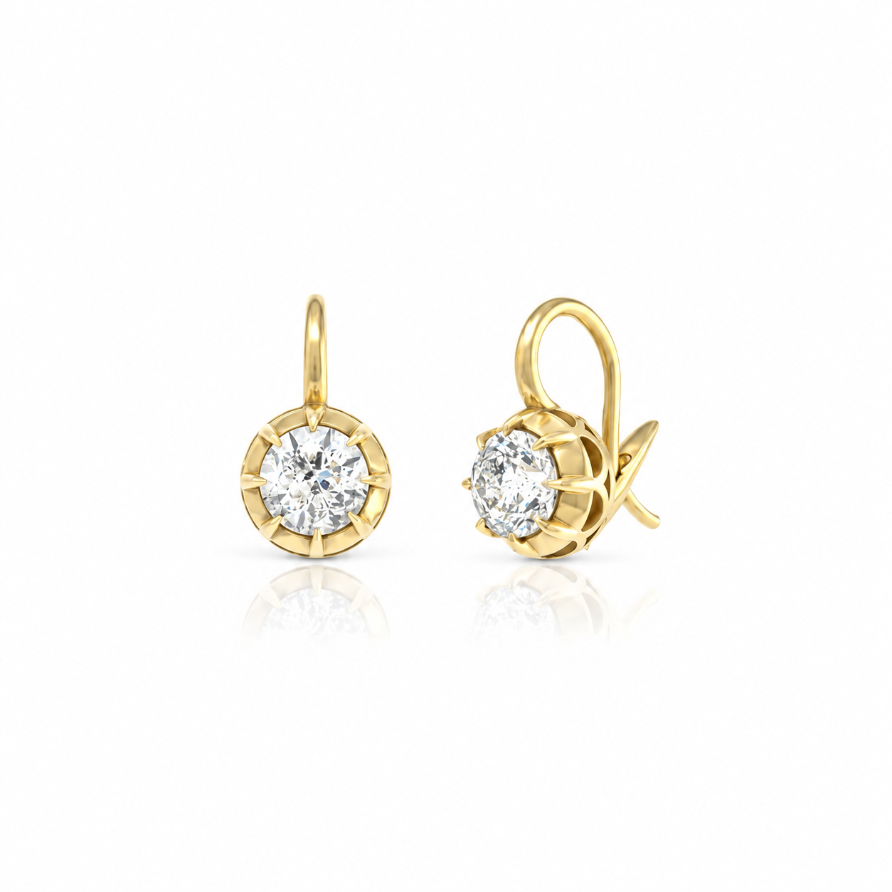 Victorian Round Diamond Drop Earrings