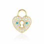 Padlock Heart with Diamond and Turquoise Charm
