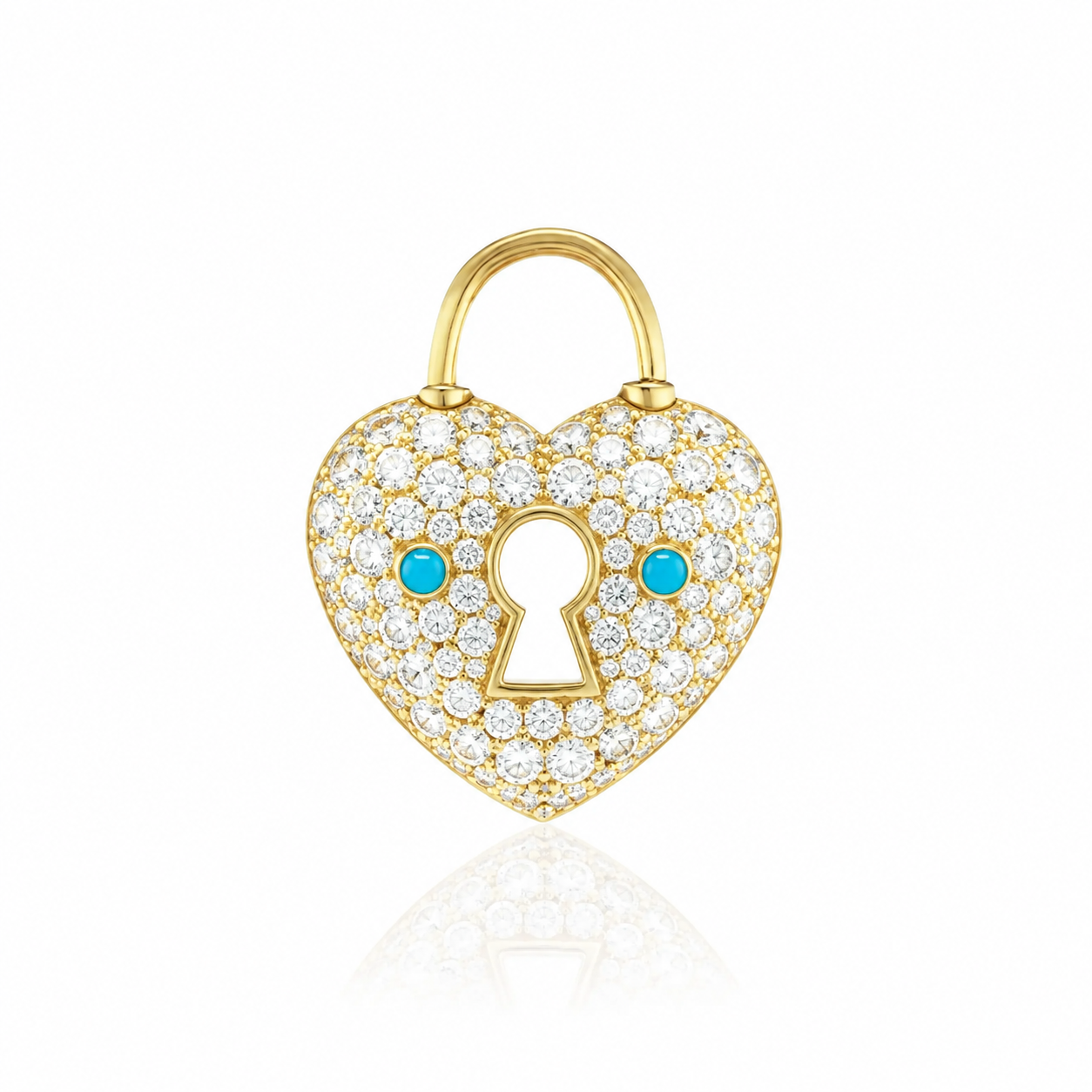 Padlock Heart with Diamond and Turquoise Charm
