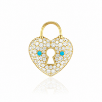Padlock Heart with Diamond and Turquoise Charm