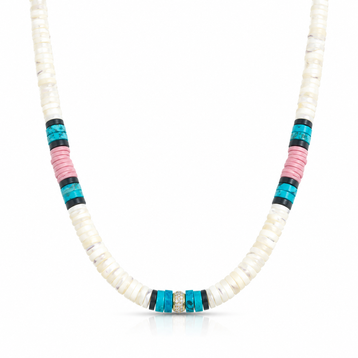 Pink and White Heishi Bead Necklace