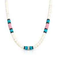 Pink and White Heishi Bead Necklace