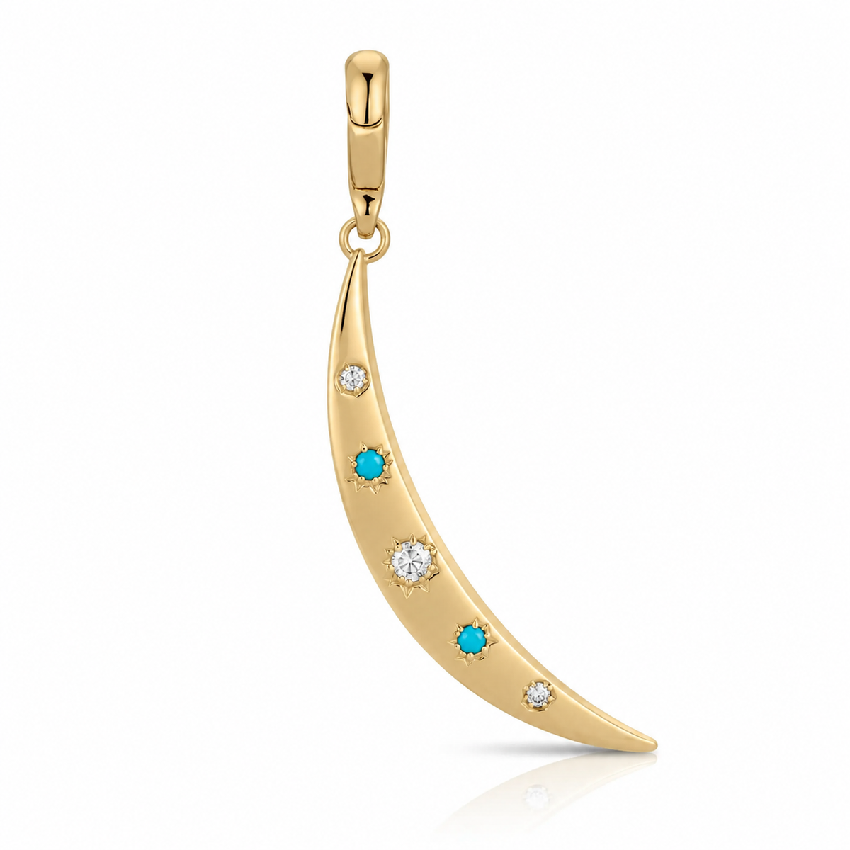 Multi Stone Gold Crescent