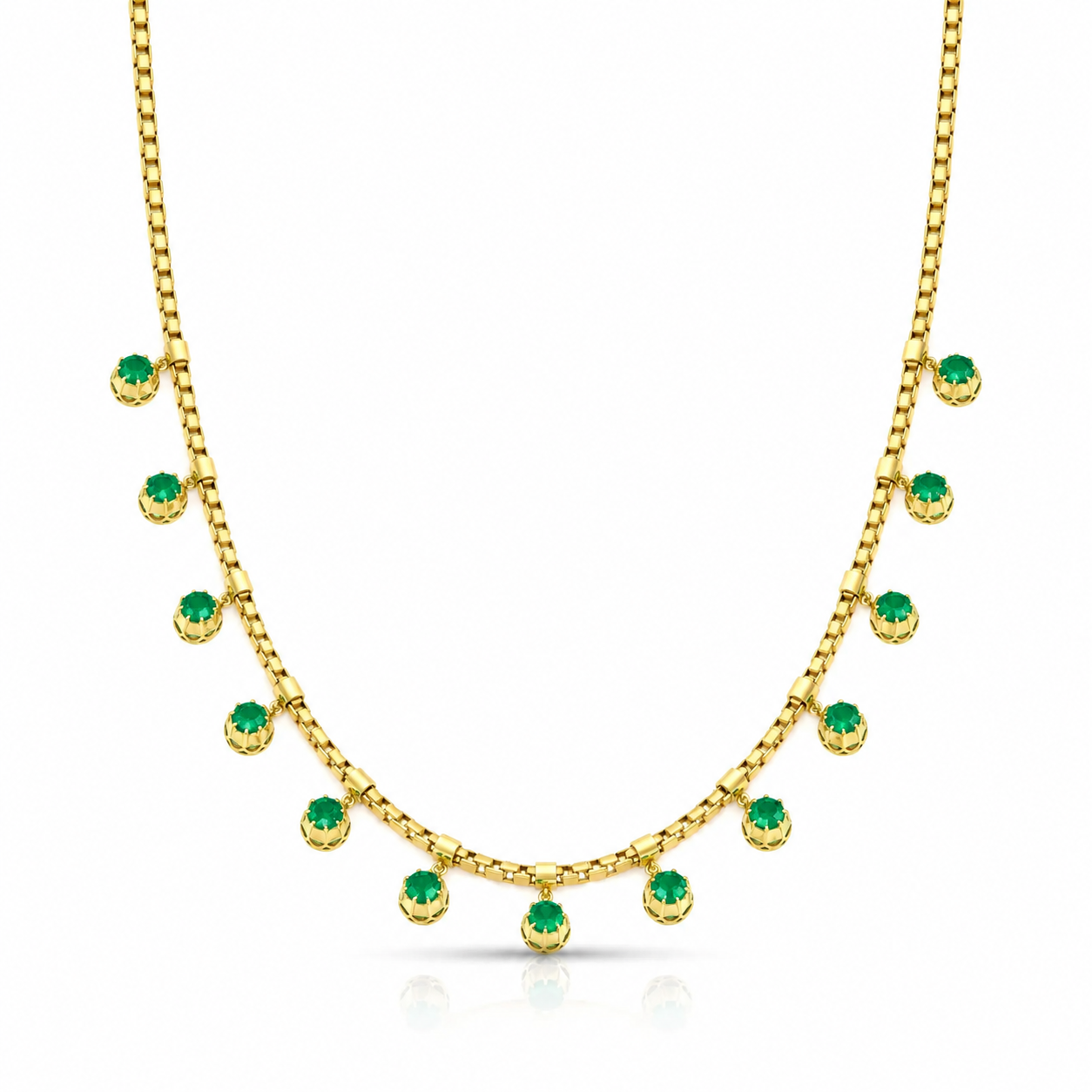 Emerald Box Fringe Necklace