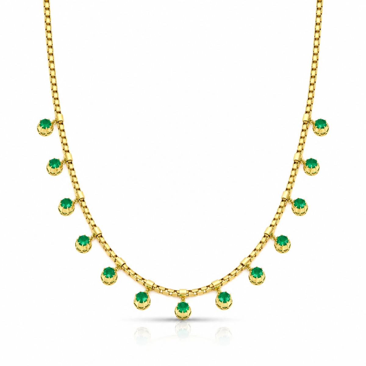 Emerald Box Fringe Necklace