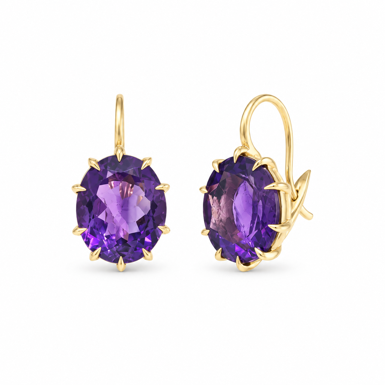 Victorian Oval Amethyst Drop Earrings