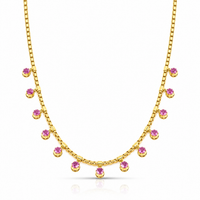 Pink Sapphire Box Fringe Necklace