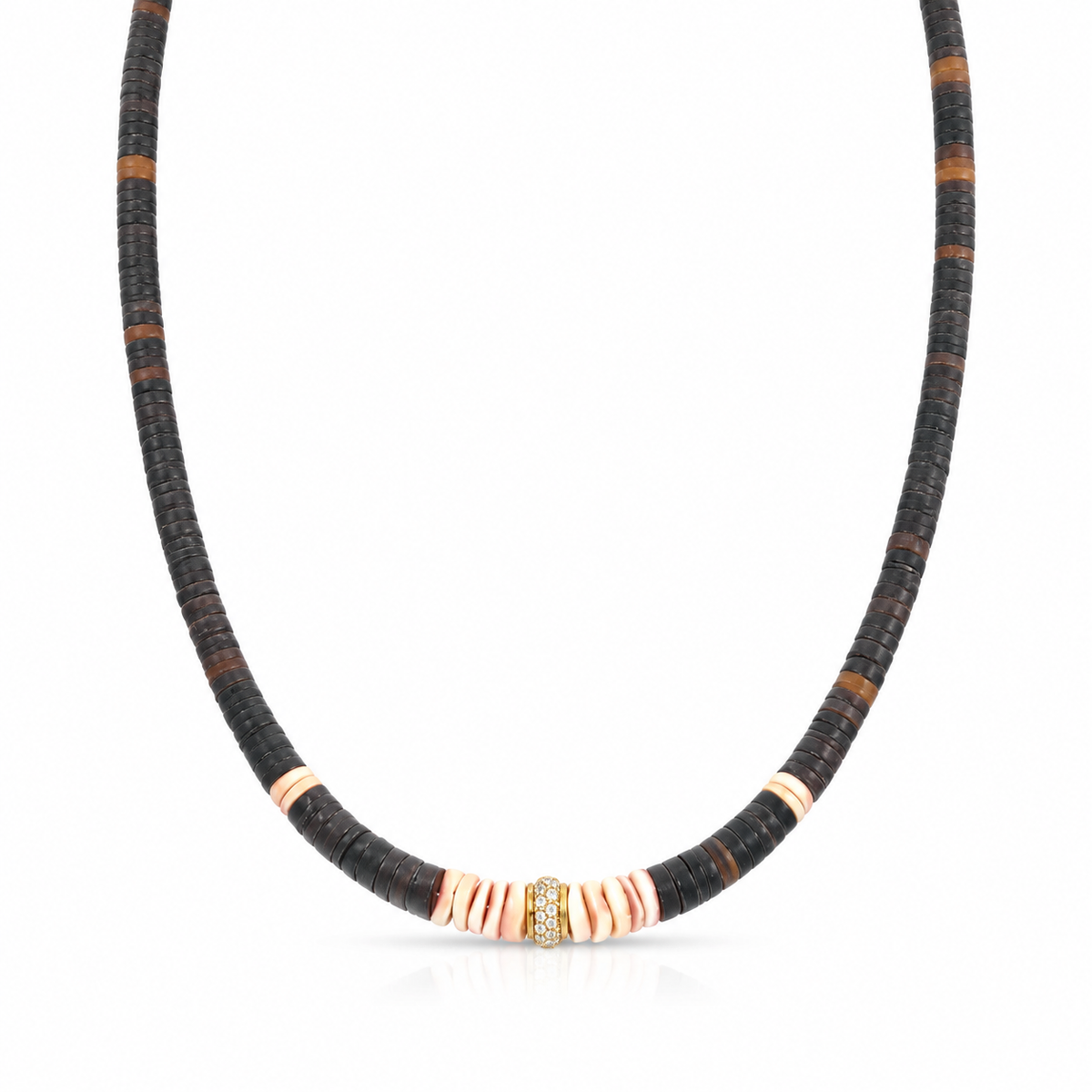 Pink and Brown Heishi Beaded Necklace