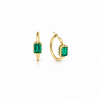 Single Stone Emerald Hoops