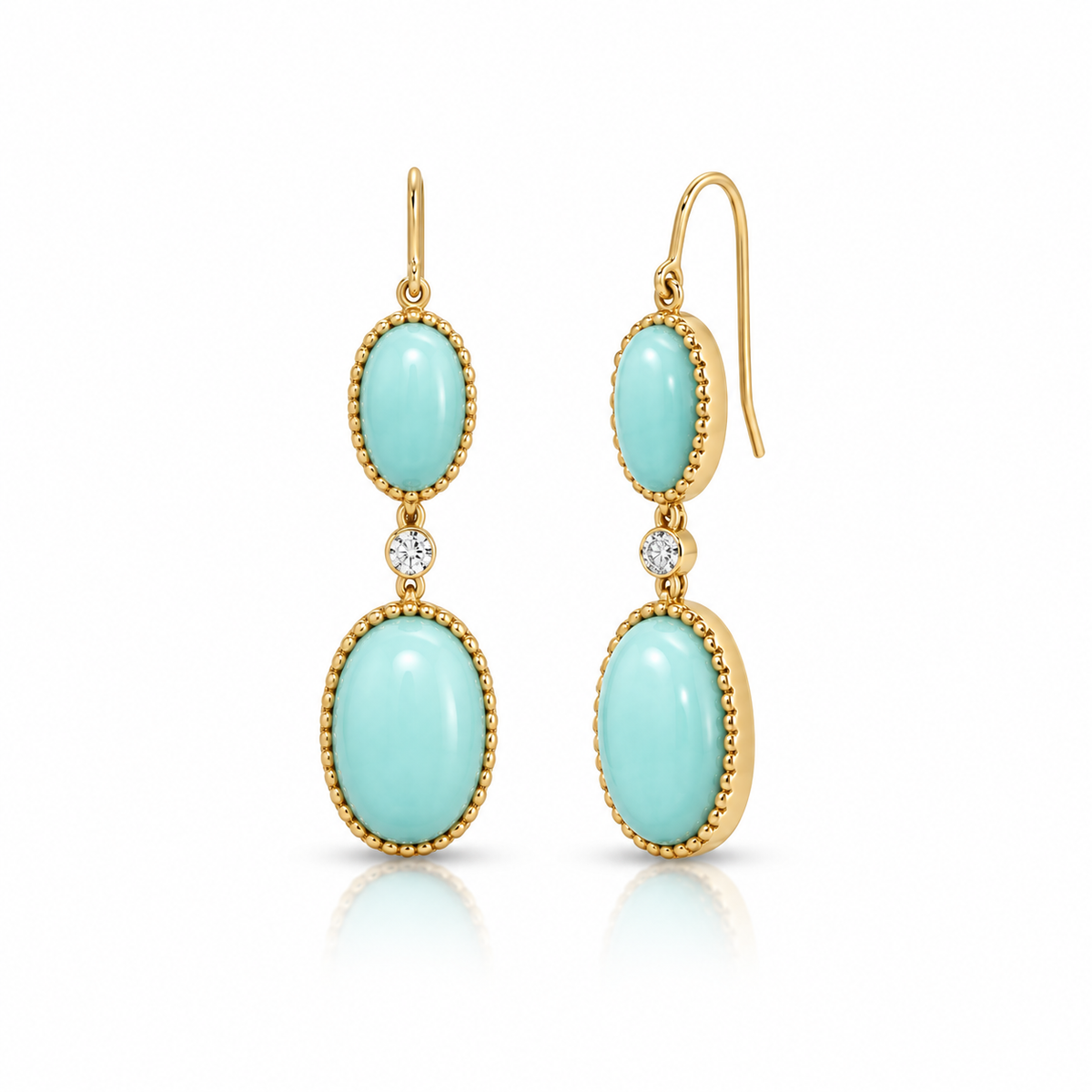 Turquoise and Diamond Drop Earrings